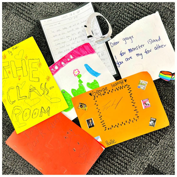 Letter and cards from students.